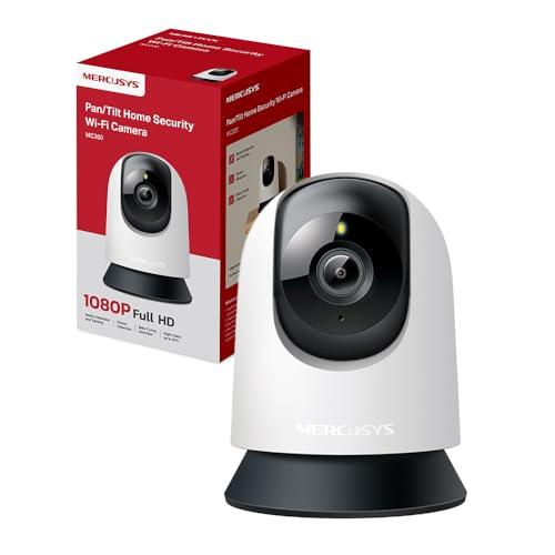 MERCUSYS MC200 Telecamera Wi-Fi Interno FHD, Videocamera Sorveglianza 360°, Visione Notturna, Audio a 2 Vie, Rilevamento di Movimento/Notifiche/Allarme, ZonaPrivacy, Supporta microSD fino a 512 GB