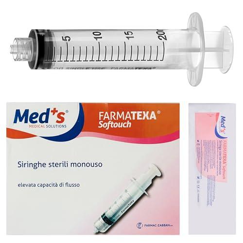 50 Siringhe monouso sterili da 20 ml attacco LUER LOCK - Siringa sterile senza ago
