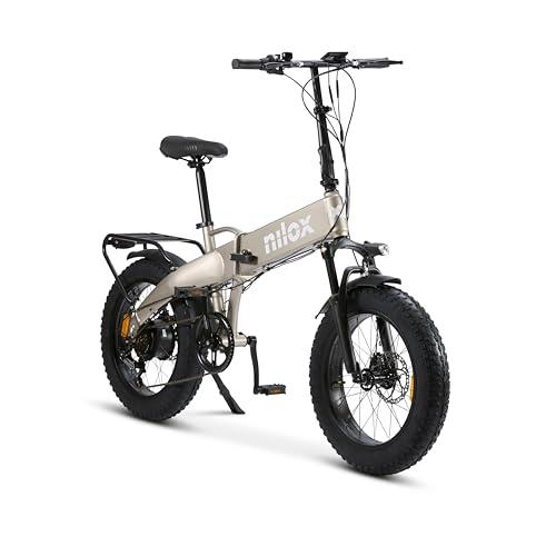 Nilox, Ebike X10, Bici Elettrica Pieghevole, Fino a 70 km di Autonomia, Fino a 25 Km/h, Motore da 36 V/250 W e Batteria Removibile 36V-13 Ah, Gomme FAT 20