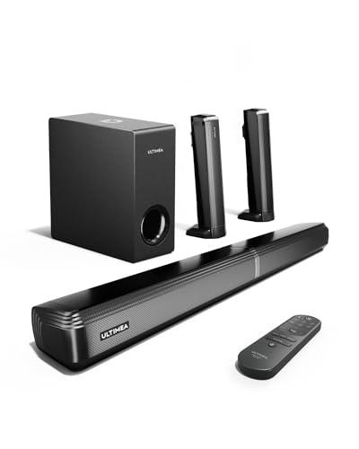 ULTIMEA 4.1ch Soundbar Staccabile 2 in 1 con Subwoofer Regolabile, Soundbar TV Bluetooth 5.3 con App, 3 Modalità di EQ, ARC/Ottico/Aux, Montaggio a Parete/da Tavolo, Apollo S50 (Modello 2025)