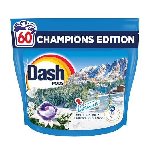 Dash Pods Detersivo In Capsule, 60 Lavaggi, Champions Edition, Cortina, Stella Alpina e Muschio Bianco, Pulito e Freschezza in 1 solo lavaggio