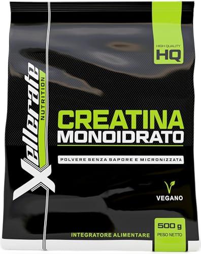 Creatina Monoidrata in Polvere Micronizzata 500g - 5+ Mesi - Creatine Monoidrato Altamente Solubile, Pura, Gusto Neutro - 100% Vegana - Include Dosatore - Prodotta in Europa - Xellerate Nutrition