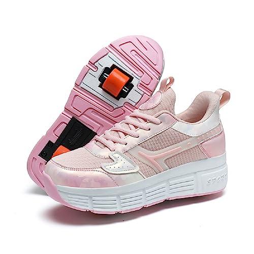 LYBANG Bambini Skateboard Scarpe Sportive con Doppia Rotelle Retrattile Sneakers Outdoor Multisport Moda Running Calzature da Ginnastica per Bambini Regalo di Compleanno