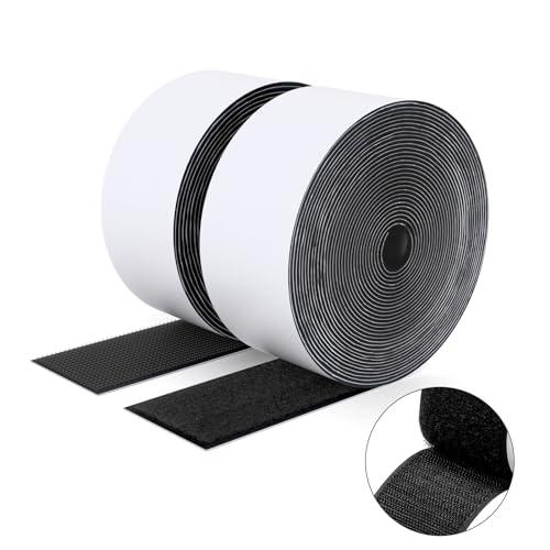 SUTOUG Nastro autoadesivo extra forte - 50 mm× 5 m Nastro autoadesivo a strappo e gancio Nastro biadesivo per interni ed esterni - biadesivo - Nero