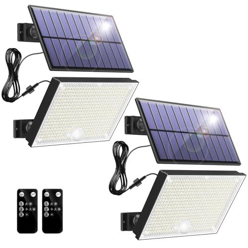 Topabol Faretto Led da Esterno Solare,400LED 3 Modalità Luce Solare LED Esterno,Bianco Freddo Lampada solare da esterno, Impermeabile Luci solari da Giardino per Sicurezza e Illuminare（2 Pezzi）