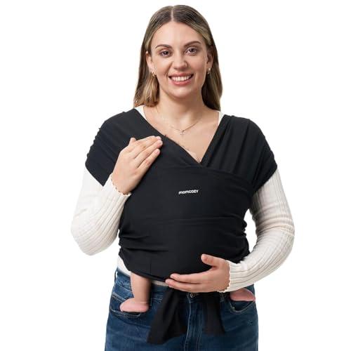 Momcozy Fascia per neonati – Anello facile da indossare – Fascia per il trasporto traspirante per mani libere – Marsupio regolabile da 3,6 kg a 15 kg (nero)