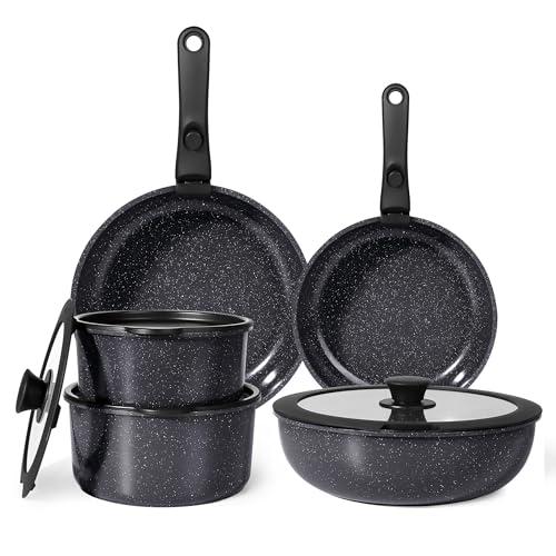 GiPP Set di Pentole e Padelle Ceramiche Antiaderenti 11 Pezzi con Manico Amovibile - Cucina Sana per Camper, Senza Tossine, Compatibile Induzione/Forno/Lavastoviglie