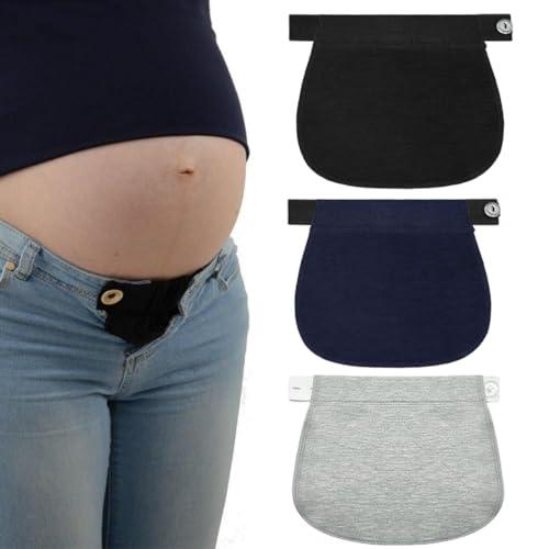 SGERUFZ 3 Pezzi Estensori Cintura Premaman, Regolabili in Cotone Elastico, Prolunga Pantaloni Gravidanza per Donne Incinte, Fascia per Gravidanza, Bottone Allarga Pantaloni, Jeans Premaman Donna