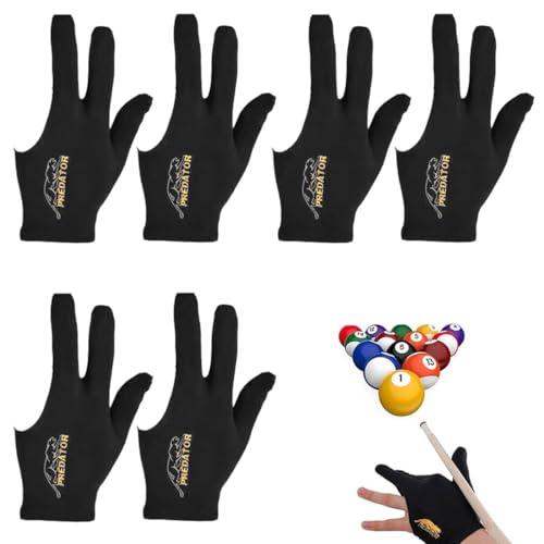 XPEX Guanti Biliardo, 3 Finger, Professionali Snooker, Unisex, Estensibili, Nero