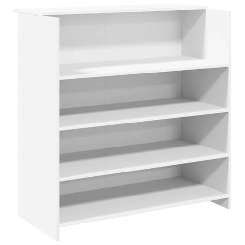 vidaXL Banco Reception Bianco 100x50x103,5 cm in Legno Multistrato, Reception, Reception Ufficio, banco Cassa, Reception Salone, banco Bar Reception