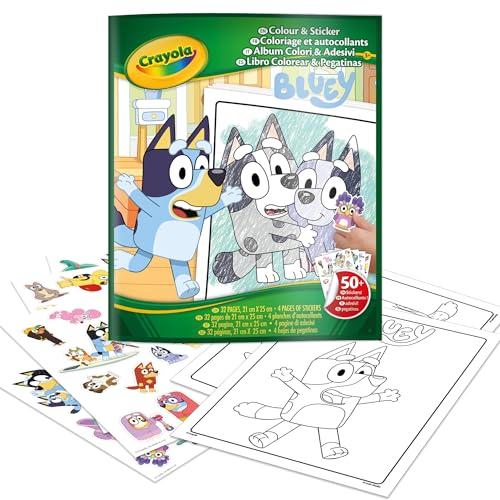 Crayola - Album da colorare con Sticker, Soggetto Bluey, 32 Pagine Divertenti e 4 Fogli di Adesivi Inclusi, 04-2664G