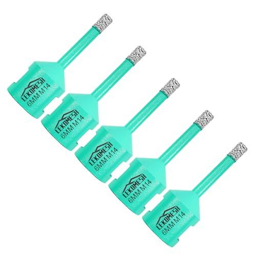 Punta per Trapano Diamantata 5 pezzi - 6MM Punta a Tazza per Porcellana Ceramica Piastrella Marmo Granito Pietra Quarzo- Filettatura M14 per Smerigliatrici Angolari LEKOMESH