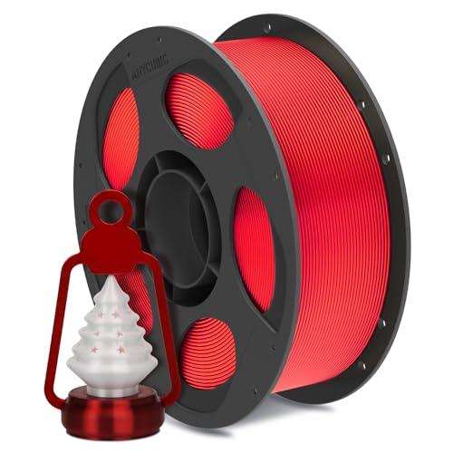 ANYCUBIC PLA Silk Filamento 1,75 mm per Stampante 3D, Lucentezza Controllabile, Texture Silk, Colori Magnifici, Rosso di Natale 1KG
