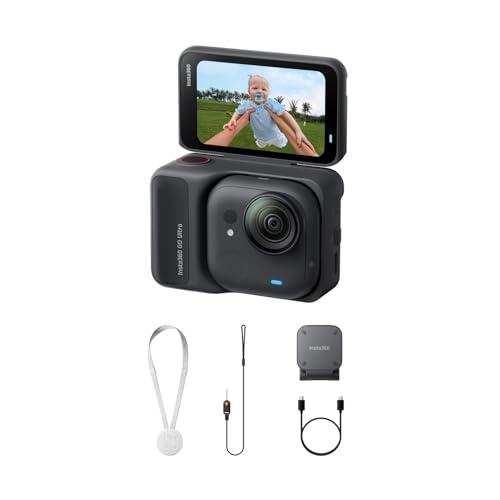 Insta360 GO Ultra Pack Standard Nero Notte - action cam mini 4K a mani libere, indossabile, superba in bassa luce, montala ovunque, stabilizzazione FlowState, 200 min di carica, bici e corsa