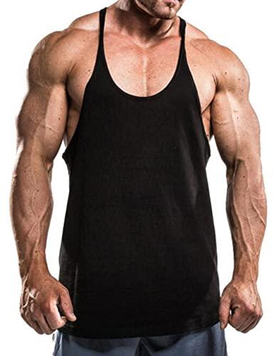 Muscle Alive Uomo Palestra Stringer Canottiera Cotone Bodybuilding Allenarsi Vest Nero S