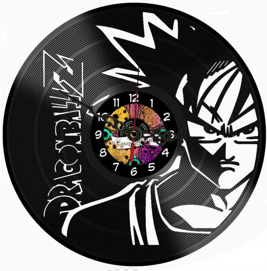 Orologio da Parete in Vinile anime per gli amanti del geere/stile dragonball (5.0), orologio in vinile goku vegeta junior, orologio da muro con meccanismo silenzioso, orologio regalo natale
