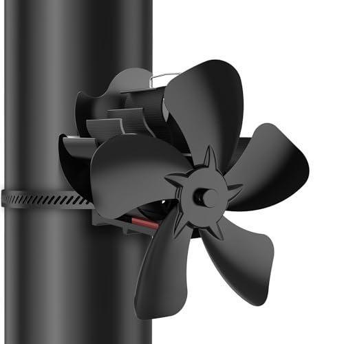 UEsvathr Ventilatore per stufa a legna, ventilatore magnetico a 5 pale, a risparmio energetico e silenzioso, Adatto per stufe a legna, caminetti e canne fumarie.