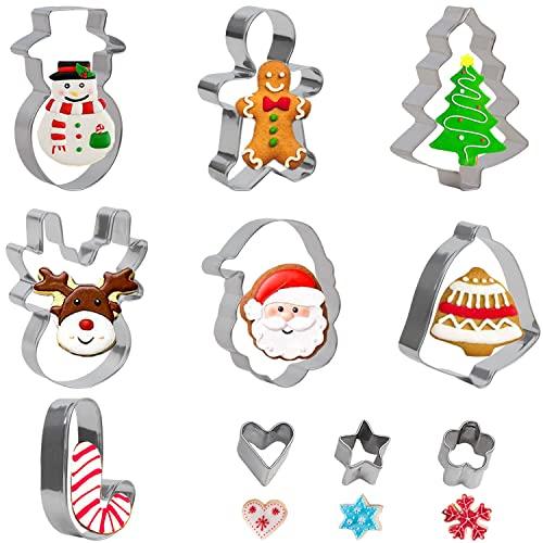 DERAYEE 10 Pezzi Formine Biscotti Natale,Stampi Biscotti Natalizi,Tagliabiscotti in Acciaio Inox per Decorazioni Dolci Biscotti