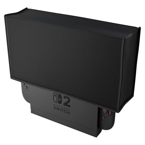 PlayVital Cover Antipolvere per Nintendo Switch 2, Copertura Nylon Coperchio Protettivo Impermeabile Antigraffio per Nintendo Switch 2 Console & Charging Dock, Nero