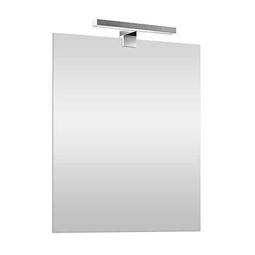 Inbagno Specchio con Lampada LED 70x90 cm Reversibile, specchiera a Filo Lucido, Lampada Cromo 30 cm a Risparmio energetico