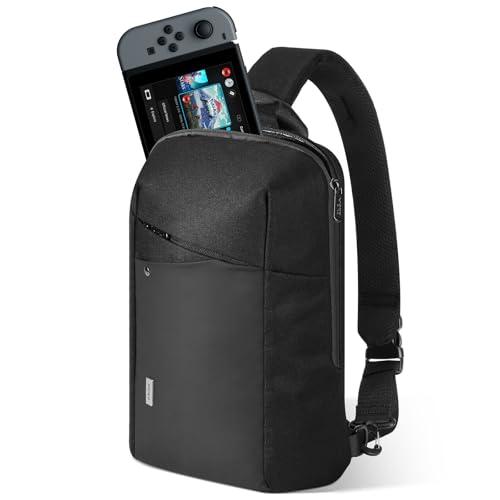 MoKo Borsa a Tracolla per Switch 2/OLED, Steam Deck e ROG Ally X, Custodia Protettiva da Viaggio con 8 Slot per Carte di Gioco, Borsa a Petto Minimalista per iPad Pro/Air 11