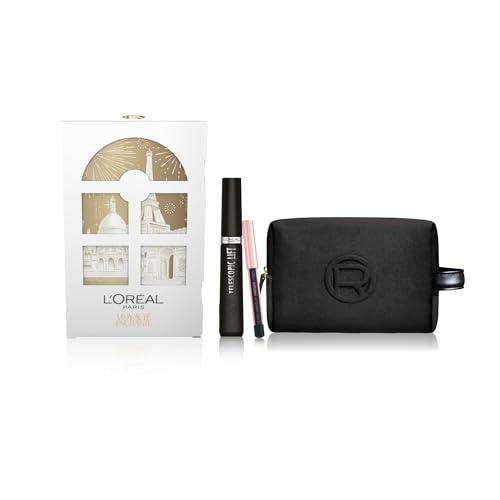 L'Oréal Paris Natale Pochette Regalo Make Up con Mascara Telescopic Classico Nero e Mini-Matita Occhi Paradise Le Khol, Per i Tuoi Look Festivi, Con Elegante Pochette Nera in Velluto