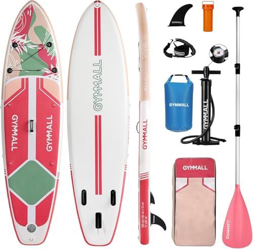 GYMMALL SUP Gonfiabile, Tavola SUP Gonfiabile per Adulti e Ragazzi di Tutti i Livelli, Design Ampio e Antiscivolo della Tavola, con Accessori Premium e Borsa Storage Inclusi