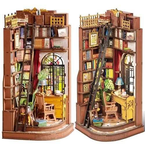 Rolife Book Nook Kit Miniature da Costruire DIY Booknook Silent Corner Study 3d Puzzle Legno con Luci Decorazione Libreria Casa Modellismo da Costruire Adulti Diorama Modellismo