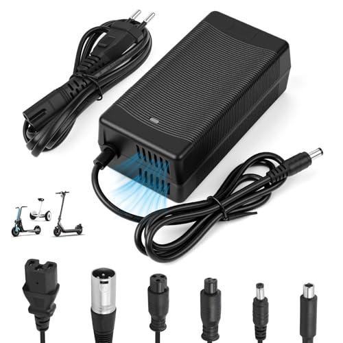 Pfloge Caricatore Monopattino Elettrico per Scooter, 54.6V 2A Caricatore Bici Elettrica con Ventilatore e 6 Connettori, Caricatore Hoverboard per Batteria Universale al Litio da 48 V