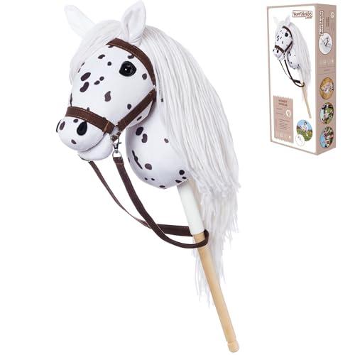 HOPPIHORSE-Edizione Sportiva Hobby Horse A3, Cavallo con bastone con cavezza, redini, tracolla, coda e impugnatura in silicone, Hobby horse cavallo di alta qualità in peluche in una confezione regalo