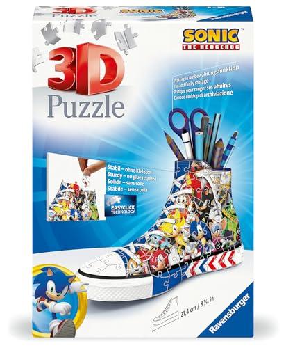 Ravensburger - Puzzle 3D, Portapenne Sneaker Sonic the Hedgehog​, per Adulti e Bambini 8+ Anni, Idea Regalo, 108 Pezzi