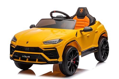 Macchina Elettrica Per Bambini Lamborghini Urus con Sedile in Pelle Auto Elettrica 12V per Bambini Full Optional (Giallo)