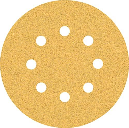 Bosch Professional 5x Carte Abrasive Expert C470 con 8 Fori per Legno Duro, Vernice su Legno, Ø 125 mm, Grana 80, Accessorio Levigatrice Rotoorbitale