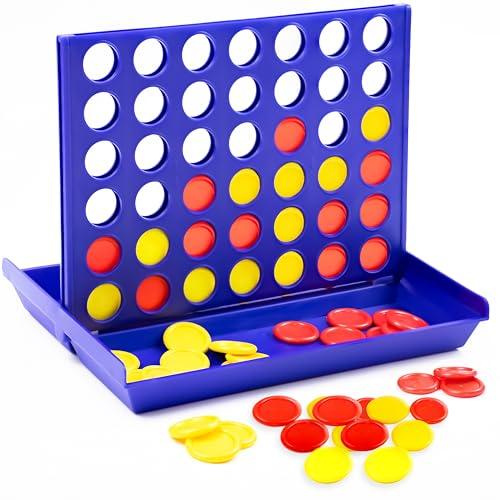 VingaHouse 4 in Linea Gioco-Quattro, Giocattoli di Giochi da Tavolo Giochi di Società per Bambini Giocattoli da Viaggio Giochi Educativi Ideale Regalo per Bambini 4 5 6 7 8 Anni in su [Blu]