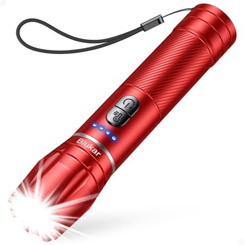 Blukar Torcia LED Ricaricabile 2 Temperatura Colore,Super Luminoso Torcia Potente,10 Modalità,Zoomabile,Funzione di Memoria,Impermeabile Flashlight per Campeggio/Emergenza/Interruzione di Corrente