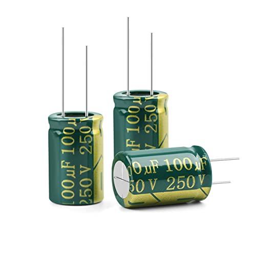 EFARMA Condensatori elettrolitici, 20 Pezzi 250V 100uF/250V 22uF Condensatore elettrolitico in Alluminio ad Alta frequenza Bassa ESR, 10x17