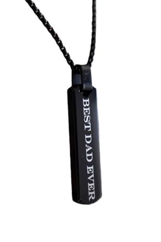 Collana Uomo Personalizzabile 4 Lati in Acciaio Inossidabile – Ciondolo Inciso con Nomi, Frasi o Date – Idea Regalo per Papà, Fidanzato, Amico (Nero)