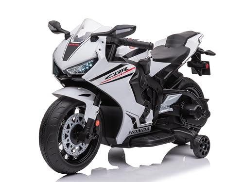 Moto elettrica per bambini Honda CBR 1000 12V di Mondial Toys - Motocicletta elettrica con accelleratore a pedale con Luci a LED e Suoni integrati (Bianco)