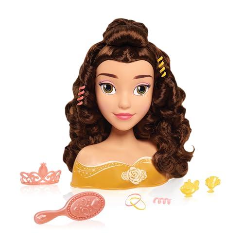 Just Play Disney Princess Belle Styling Head, Brown Hair, 10 Piece Pretend Play Set, Beauty And The Beast, Kids Toys for Ages 3 Up by