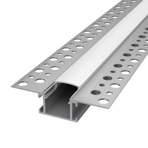 Profilo in Alluminio da 2 mt incasso a scomparsa in Cartongesso per Striscia a Led cover Opaca (ALFA SMALL)
