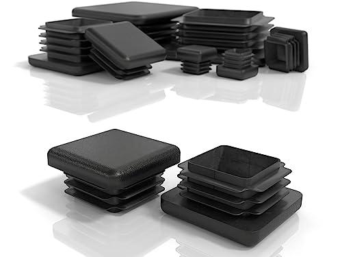 PD® Tappi a Lamelle 30x30 mm per Tubo Quadrato | in Plastica PE per Coprire Tubi in Acciaio Inox, Alluminio e Profili | Quadrati Neri | 20 Pezzi