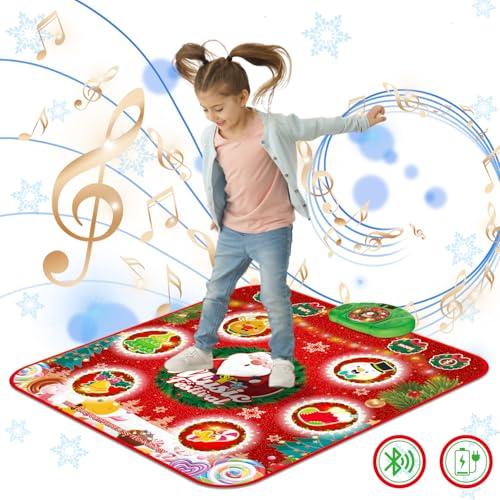Tappetino da Ballo per Bambini, Tappeto da Ballo Giocattolo con 6 Luci LED, Batteria Ricaricabile, Regali di Natale Tappetino Musicale per Bambina 4 5 6 7 8 9 10+ Anni