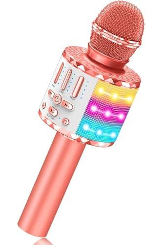 Avaxtt Microfono Karaoke per Bambini, Microfono Bluetooth Altoparlante, Regalo di compleanno per Bambina 3-12 Anni, Karaoke Wireless Giocattolo con Cambio Voce, Ideale per Feste e Giochi Musicali