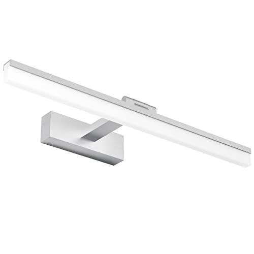 Klighten Lampada da specchio a LED, 16 W, 50 cm, rotazione di 180°, per illuminazione da parete e bagno, lampada da bagno, 6000 K, bianco freddo, argento