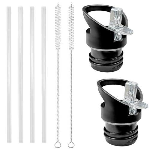 2 Pezzi Tappo Borraccia Ricambio, Tappo per Borraccia Termica Paglia e Spazzola Pulizia, Durevole Tappo Borraccia Termica Adatto per Sport Indoor e Outdoor Escursionismo Ciclismo ( Nero )