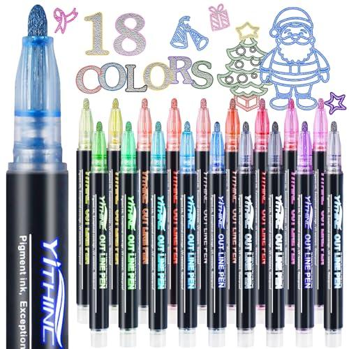 YITHINC Penne Glitterate Colorate,regali di Natale, 18 penne colorate metallizzate scintillanti per arti e mestieri, progetti fai da te, biglietti di auguri, scrapbooking