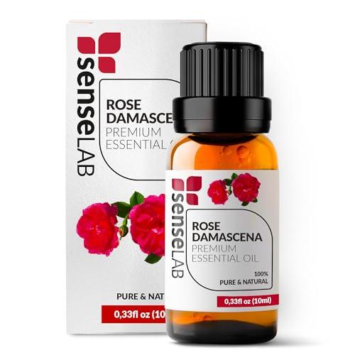 Olio essenziale di rosa damasco – 100% puro olio di rosa naturale per uso terapeutico – per diffusori e umidificatori – Olio rilassante e lenitivo per la cura della pelle – Olio da massaggio (10 ml)