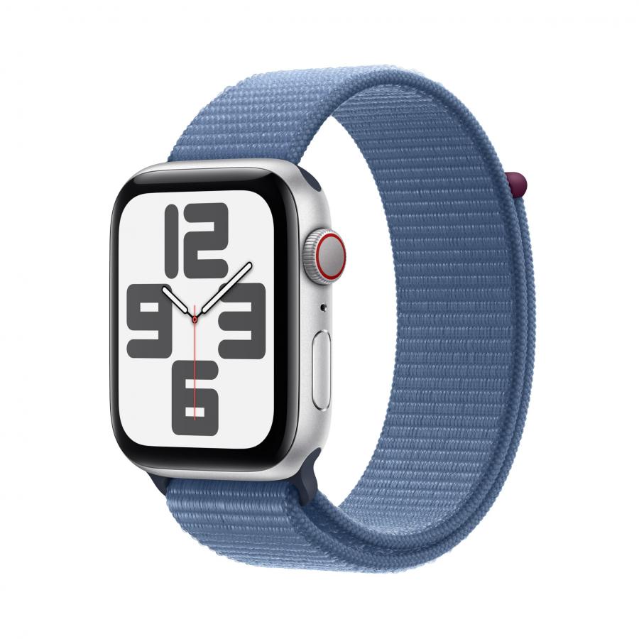 Apple Watch SE (2ª generazione, 2023) GPS + Cellular 44mm Smartwatch con cassa in alluminio color argento e Sport Loop blu inverno. Fitness tracker, monitoraggio del sonno.