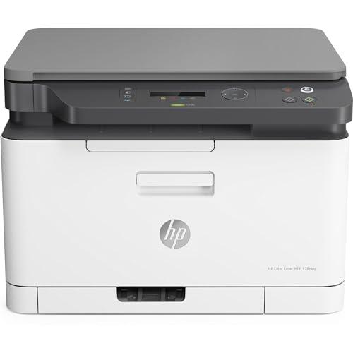 HP Color LaserJet MFP 178nw 4ZB96A, Stampante a Singola Funzione A4, Stampa Fronte e Retro Manuale a colori, 18 ppm, USB, Wi-Fi, Ethernet, Schermo LCD a icone con tastierino, Bianca