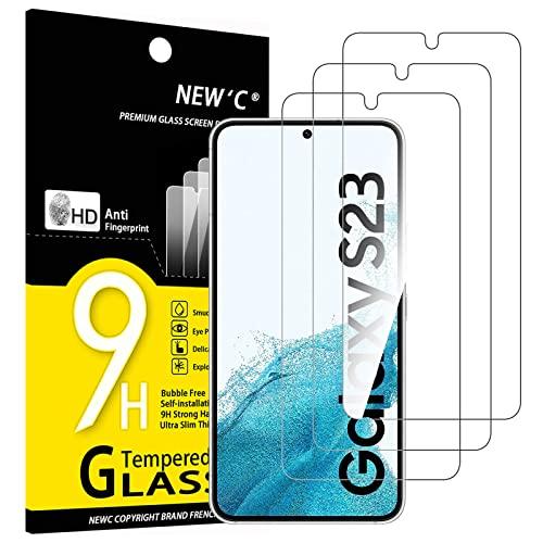 NEW'C 3 Pezzi, Vetro Temperato per Samsung Galaxy S23, Pellicola Prottetiva Anti Graffio, Anti-Impronte, Senza Bolle, Durezza 9H, 0,26mm Ultra Trasparente, Ultra Resistente